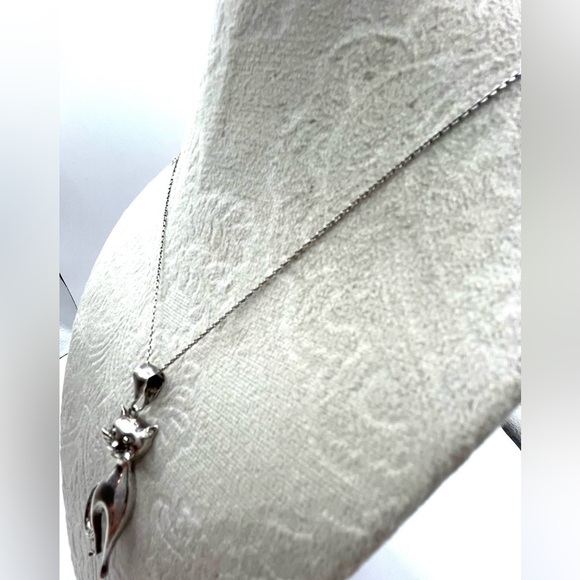 Cat with fish Pendant Adorable cat /kitten necklace Large Oversized Cat 18” - Picture 10 of 12